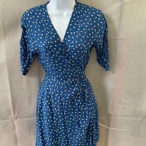 Faithfull the Brand Blue Wrap Flower Dress